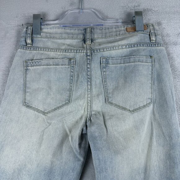Blank NYC Cosmic Flare Leg Jeans Womens 27 Low Rise Distressed 100% Cotton Blue - Picture 4 of 12